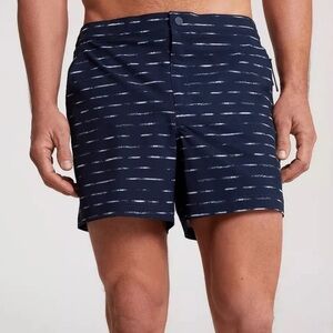 VRST Men’s Navy/Sand Washed Stripe Resort Swim Shorts 5” Inseam XXL NWT